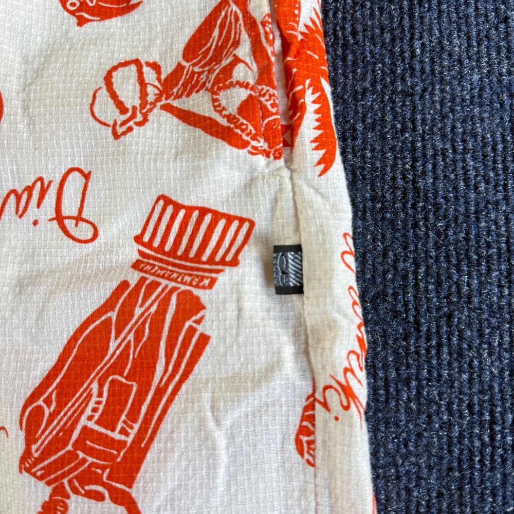 Ocean Pacific OP Mens Hawaiian Print Cotton Shorts Orange Cream Large Waikiki - Picture 6 of 7